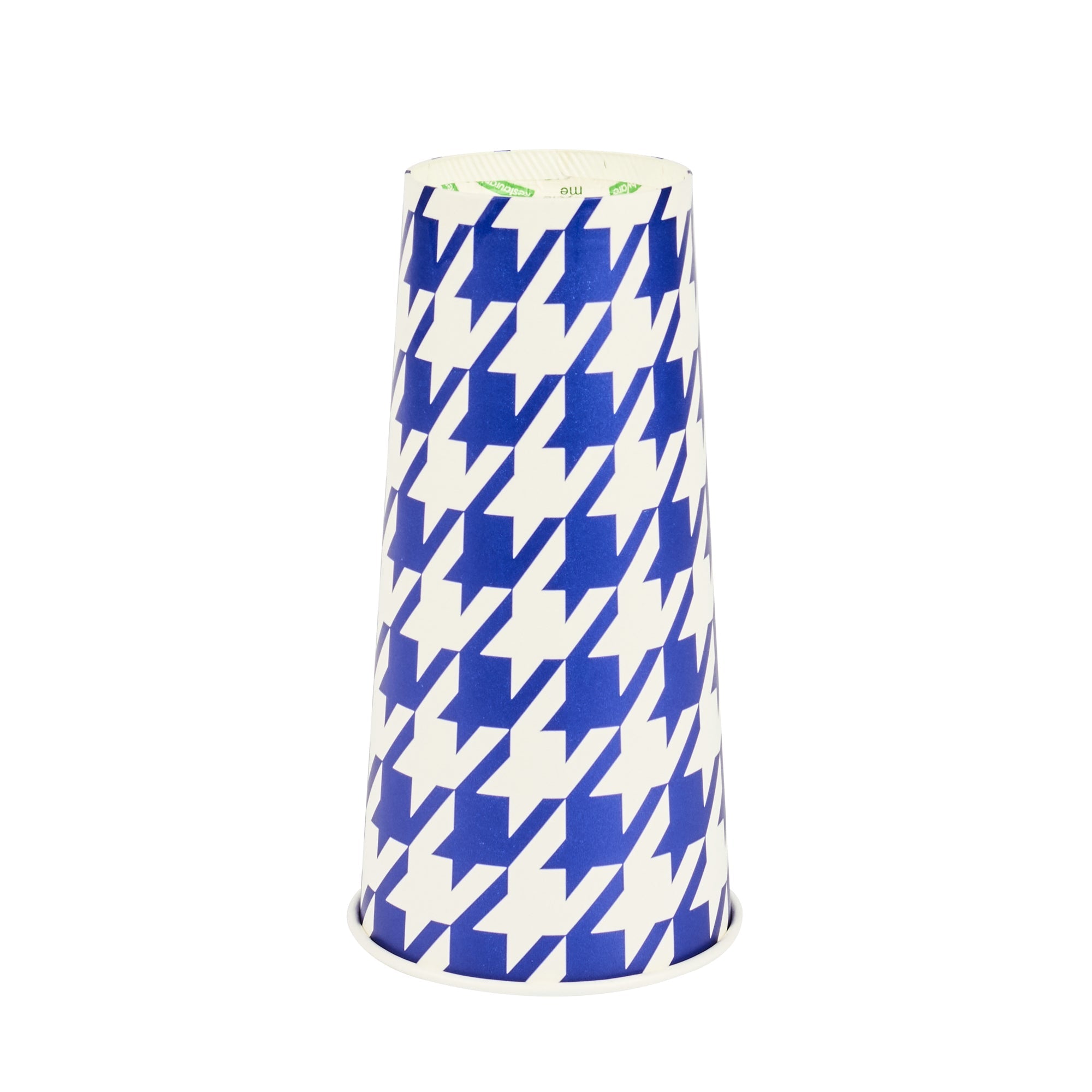 Chef 101 22 oz Round Blue Houndstooth Paper Cold Cup - 3 1/2" x 3 1/2" x 6 3/4" - 500 count box