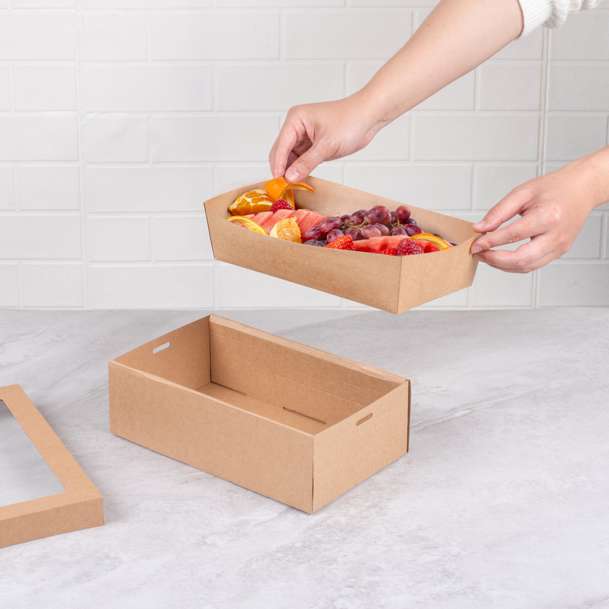 Cater Tek Kraft Paper Insert - Fits Rectangle Catering Box - 10 3/4'' x 7 1/4'' x 2 1/4'' - 100 count box