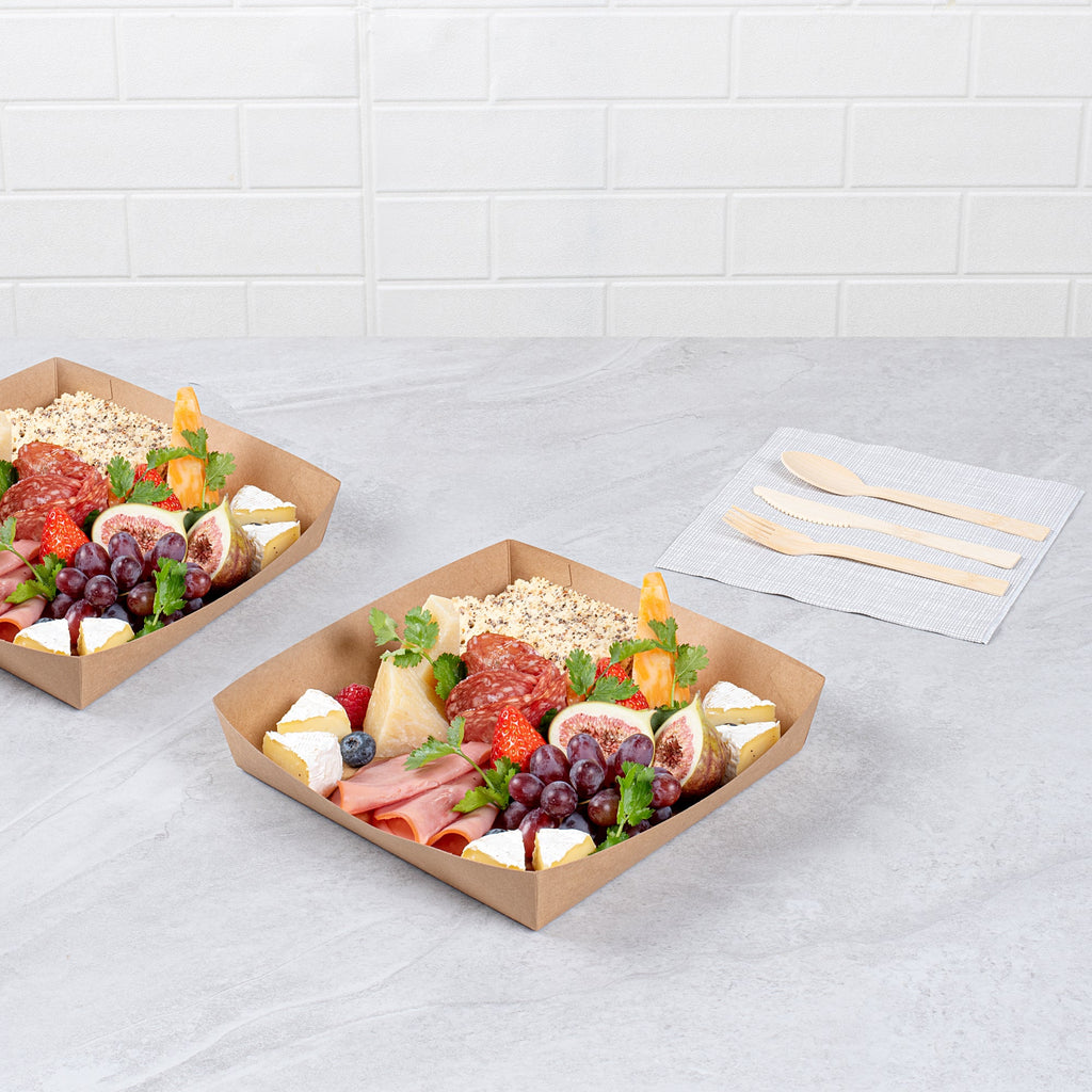 Cater Tek Kraft Paper Insert - Fits Square Catering Box - 9 3/4" x 9 3/4'' x 1 1/2'' - 10 count box
