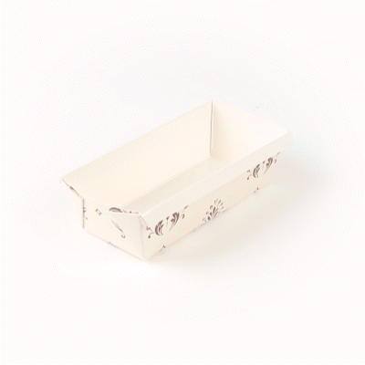 Bake Tek 32 oz Beige Vintage Floral Paper Baking Loaf Pan - Greaseproof - 8" x 3 3/4" x 2 1/4" - 100 count box