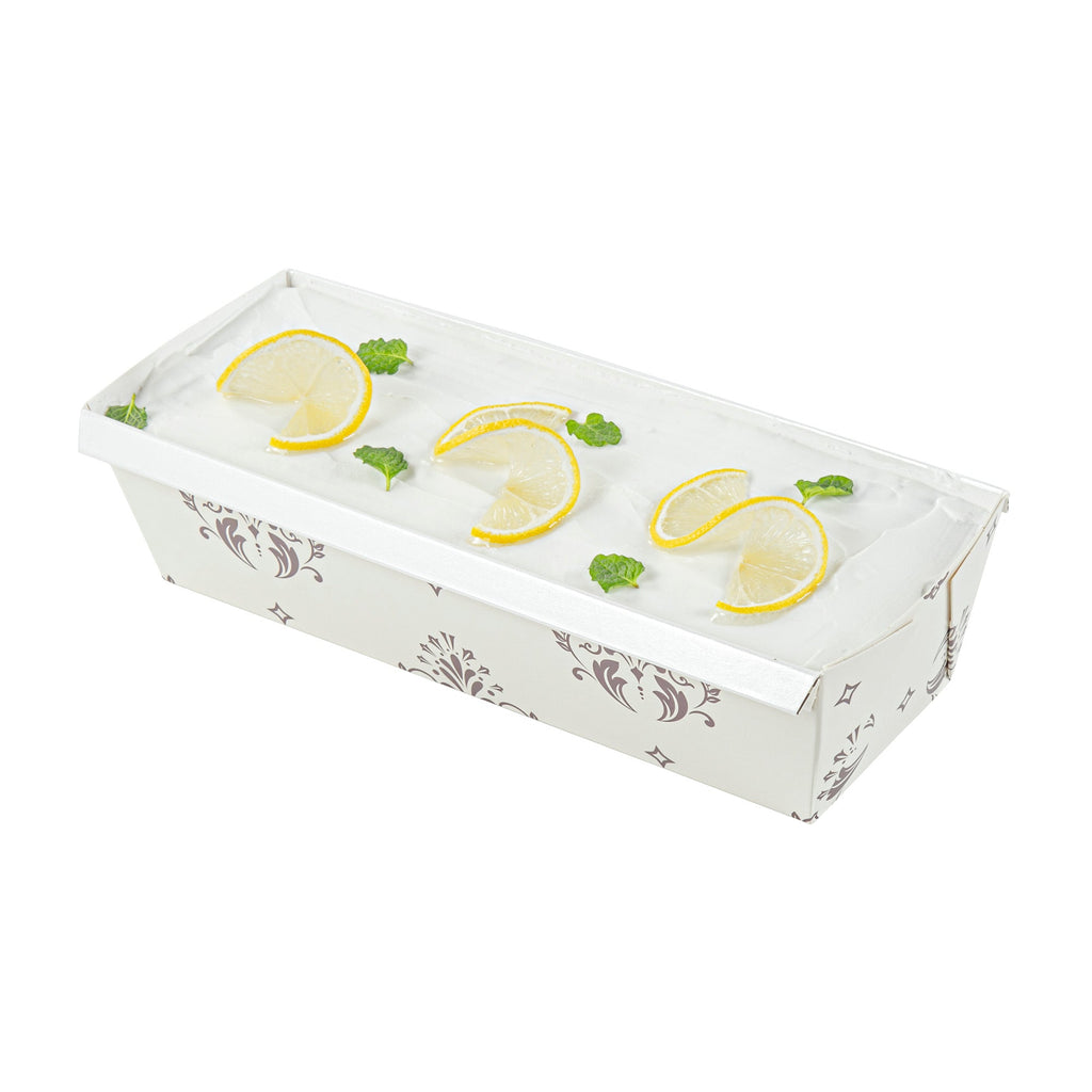 Bake Tek 42 oz Beige Vintage Floral Paper Baking Loaf Pan - Greaseproof - 10" x 3 1/2" x 2 1/2" - 100 count box