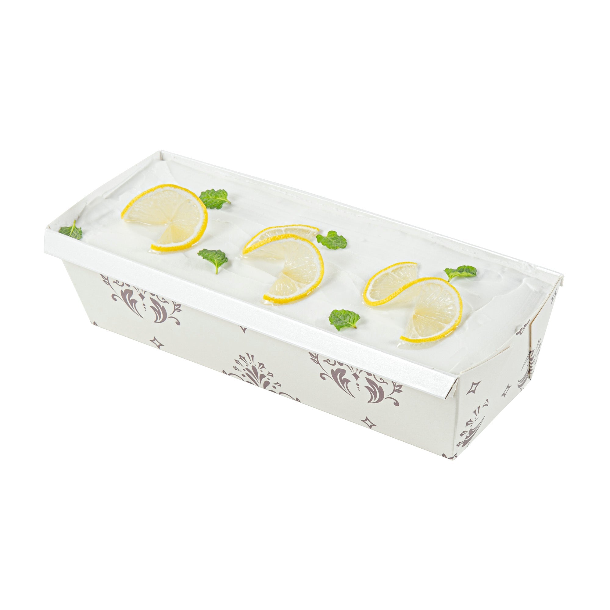 Bake Tek 42 oz Beige Vintage Floral Paper Baking Loaf Pan - Greaseproof - 10" x 3 1/2" x 2 1/2" - 100 count box