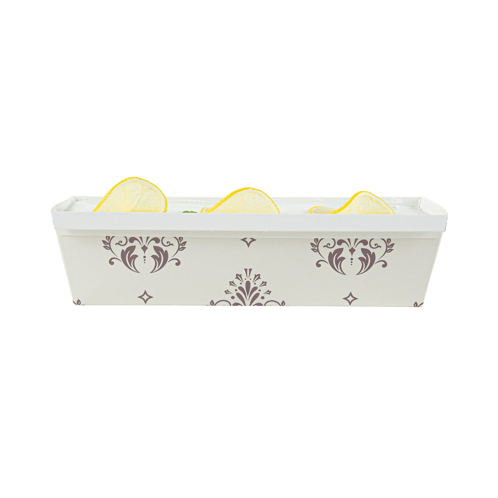 Bake Tek 42 oz Beige Vintage Floral Paper Baking Loaf Pan - Greaseproof - 10" x 3 1/2" x 2 1/2" - 100 count box