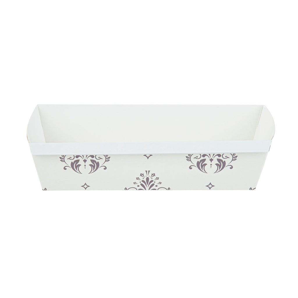 Bake Tek 42 oz Beige Vintage Floral Paper Baking Loaf Pan - Greaseproof - 10" x 3 1/2" x 2 1/2" - 100 count box