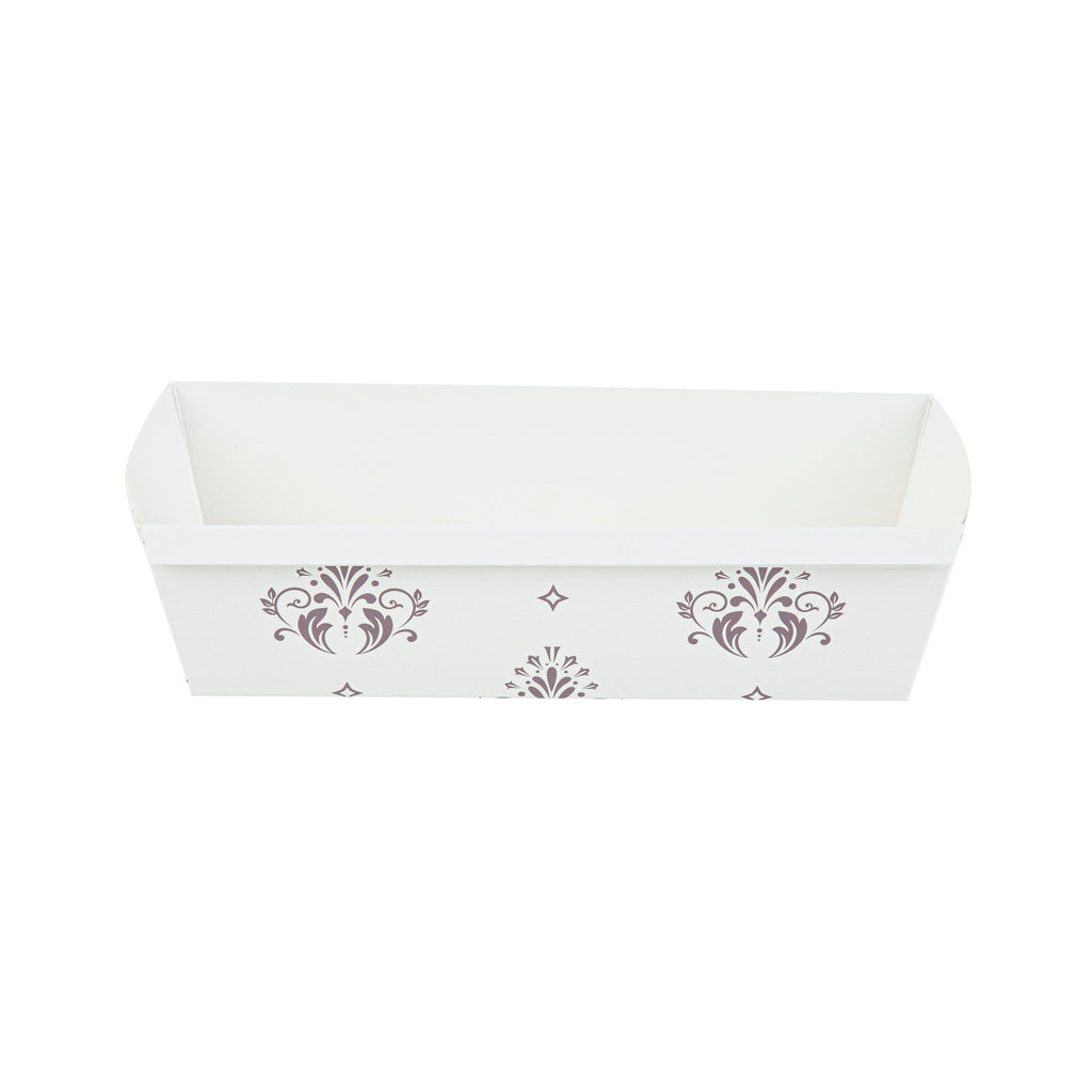Bake Tek 54 oz Beige Vintage Floral Paper Baking Loaf Pan - Greaseproof - 10 1/4" x 4" x 2 3/4" - 100 count box