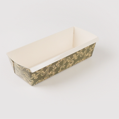 Bake Tek 54 oz Dark Green Vintage Floral Paper Baking Loaf Pan - Greaseproof - 10 1/4" x 4" x 2 3/4" - 100 count box