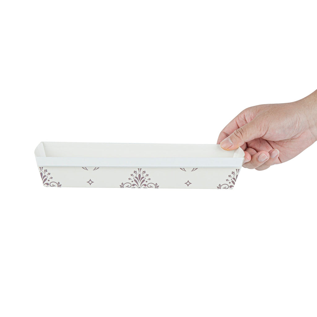 Bake Tek 32 oz Beige Vintage Floral Paper Baking Loaf Pan - Greaseproof - 11" x 3 1/4" x 2" - 100 count box