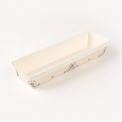 Bake Tek 32 oz Beige Vintage Floral Paper Baking Loaf Pan - Greaseproof - 11" x 3 1/4" x 2" - 100 count box