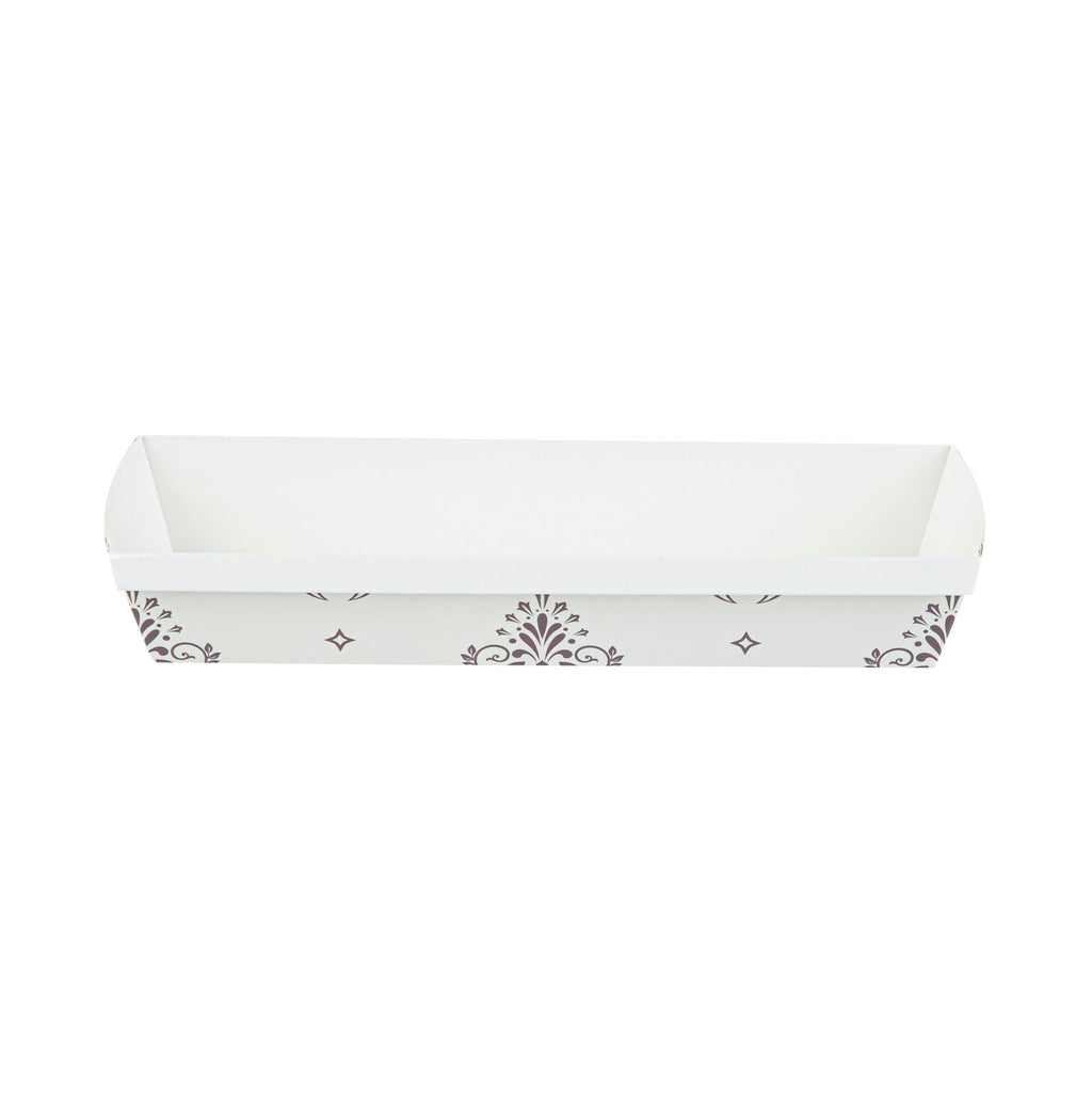 Bake Tek 32 oz Beige Vintage Floral Paper Baking Loaf Pan - Greaseproof - 11" x 3 1/4" x 2" - 100 count box