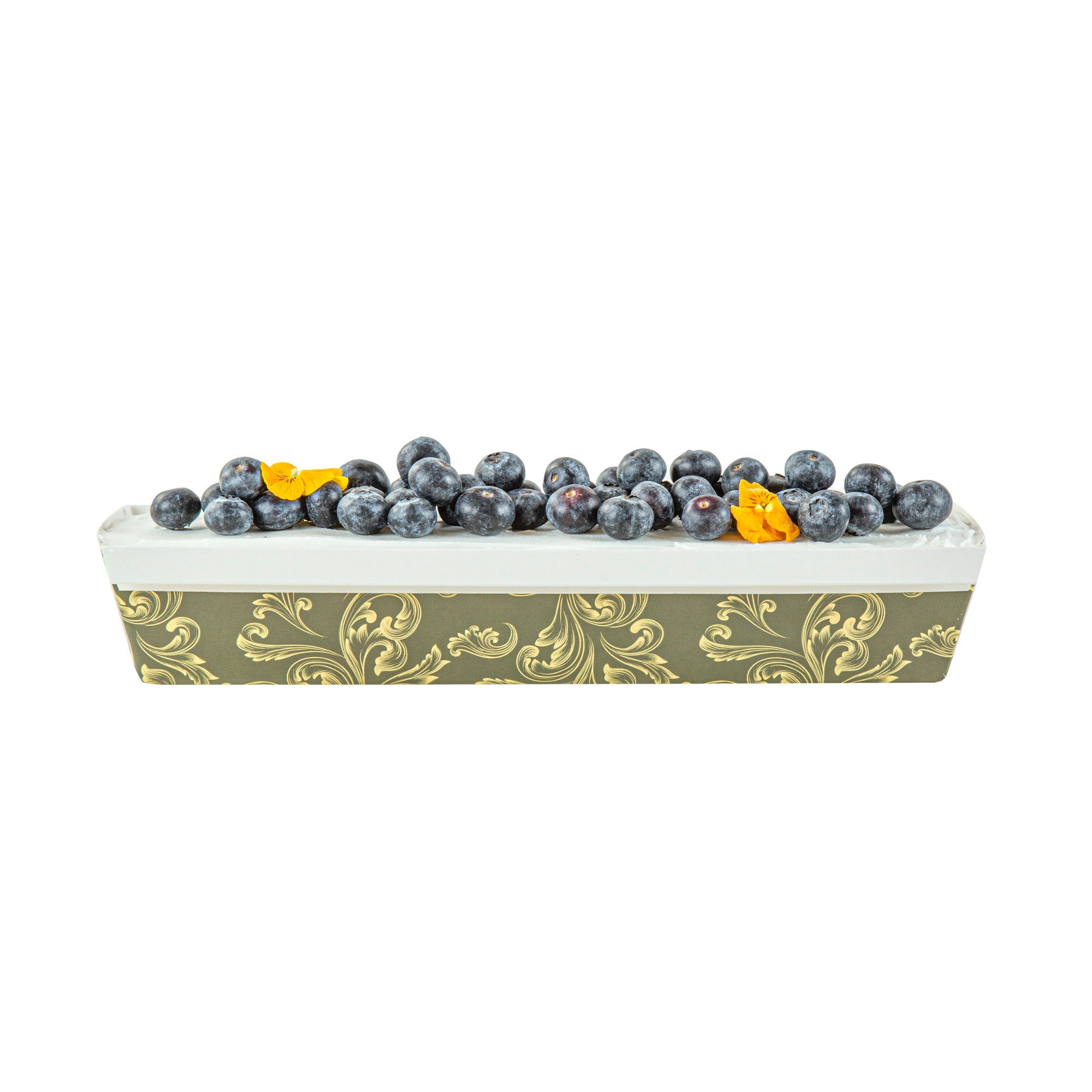 Bake Tek 32 oz Dark Green Vintage Floral Paper Baking Loaf Pan - Greaseproof - 11" x 3 1/4" x 2" - 100 count box