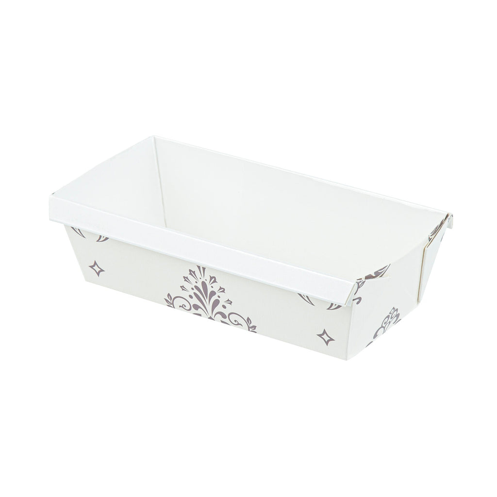 Bake Tek 13 oz Beige Vintage Floral Paper Baking Loaf Pan - Greaseproof - 7" x 3 1/4" x 2" - 100 count box