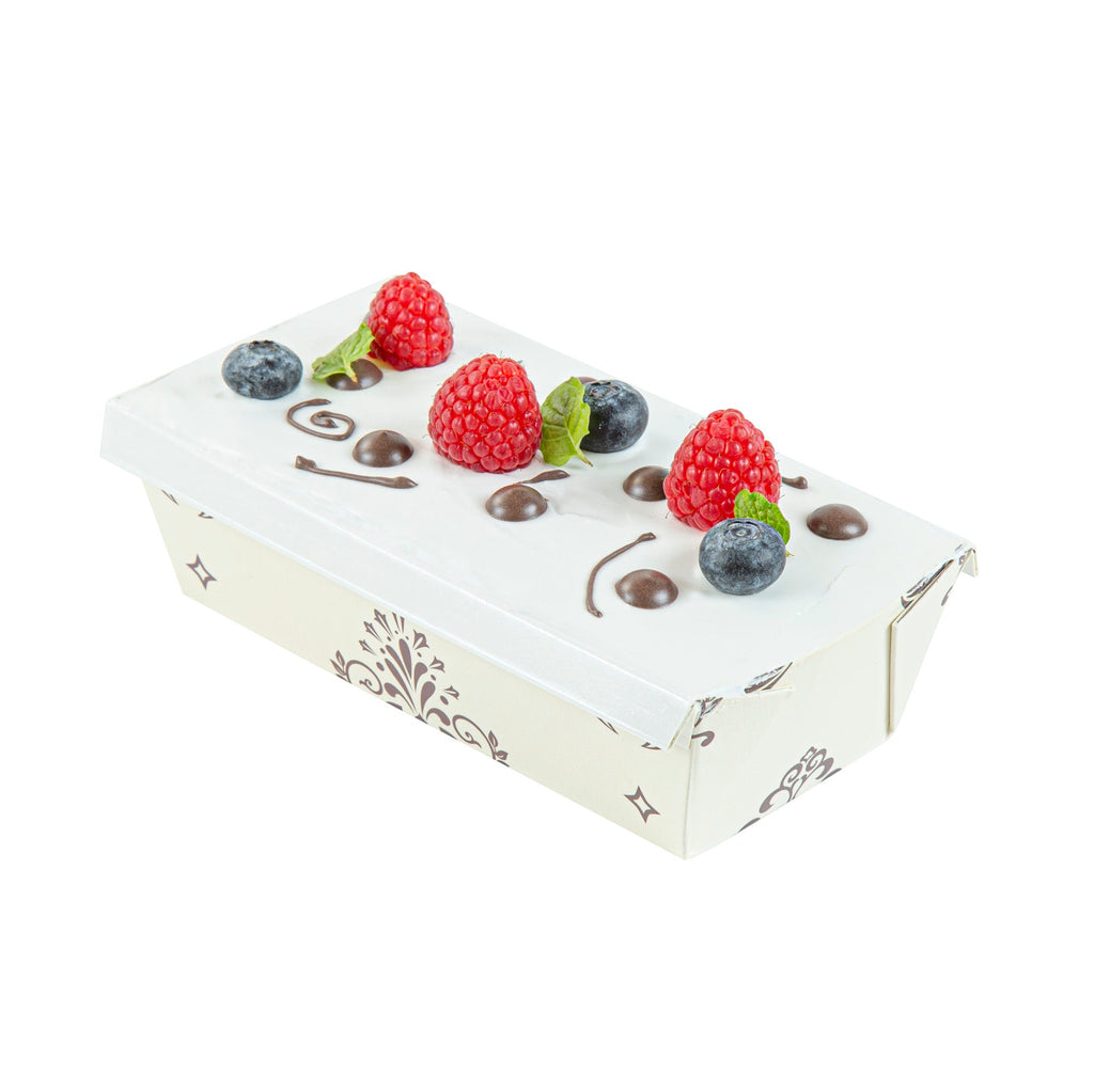Bake Tek 13 oz Beige Vintage Floral Paper Baking Loaf Pan - Greaseproof - 7" x 3 1/4" x 2" - 100 count box