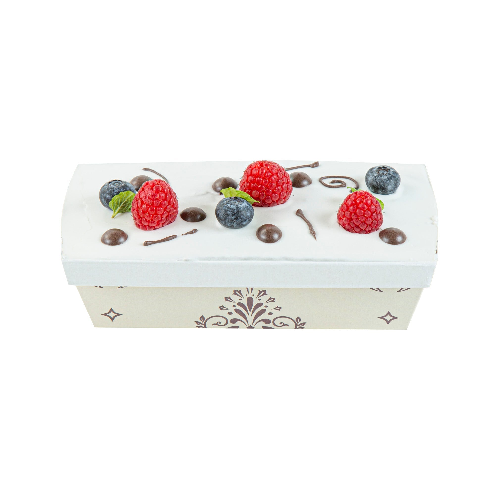 Bake Tek 13 oz Beige Vintage Floral Paper Baking Loaf Pan - Greaseproof - 7" x 3 1/4" x 2" - 100 count box