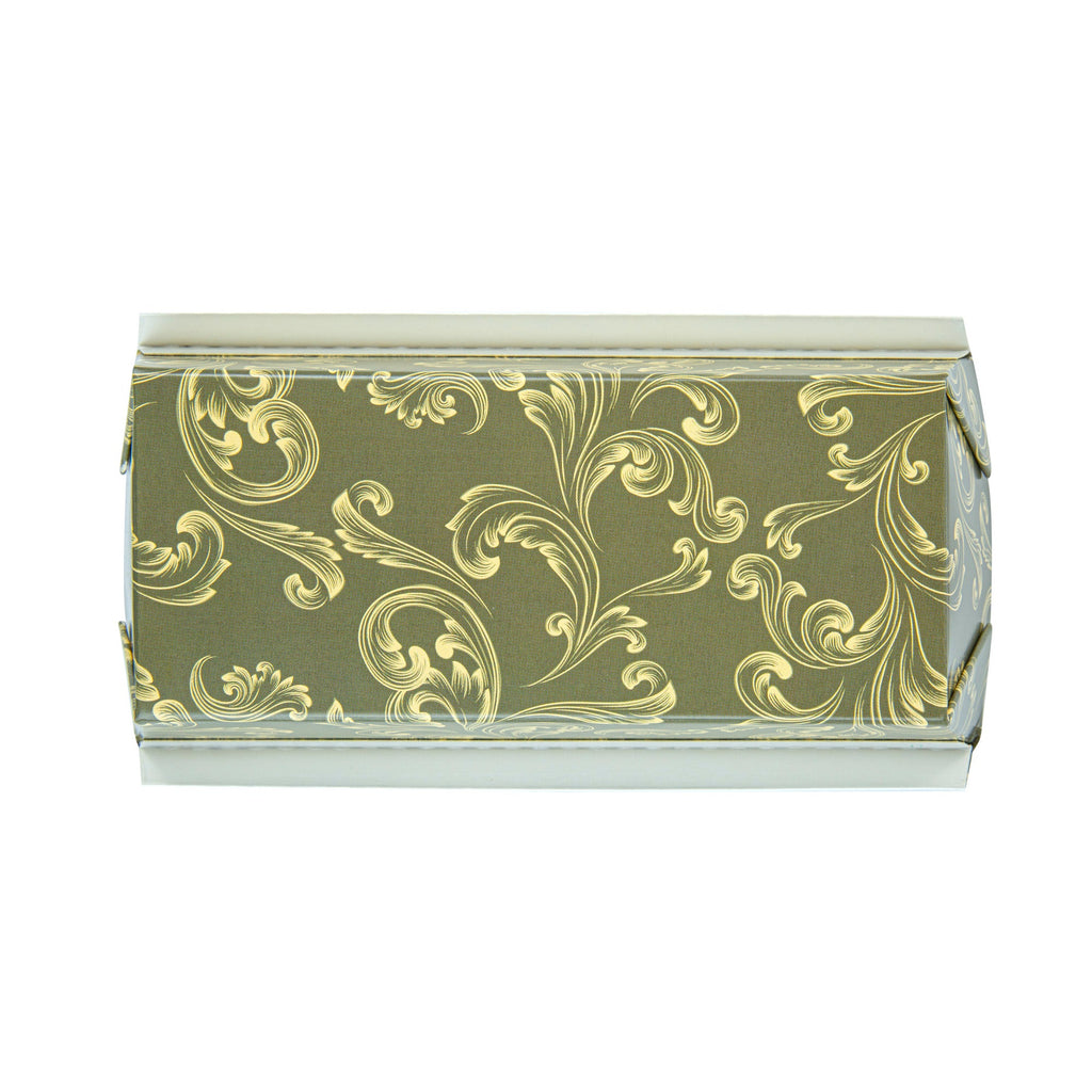 Bake Tek 13 oz Dark Green Vintage Floral Paper Baking Loaf Pan - Greaseproof - 7" x 3 1/4" x 2" - 100 count box