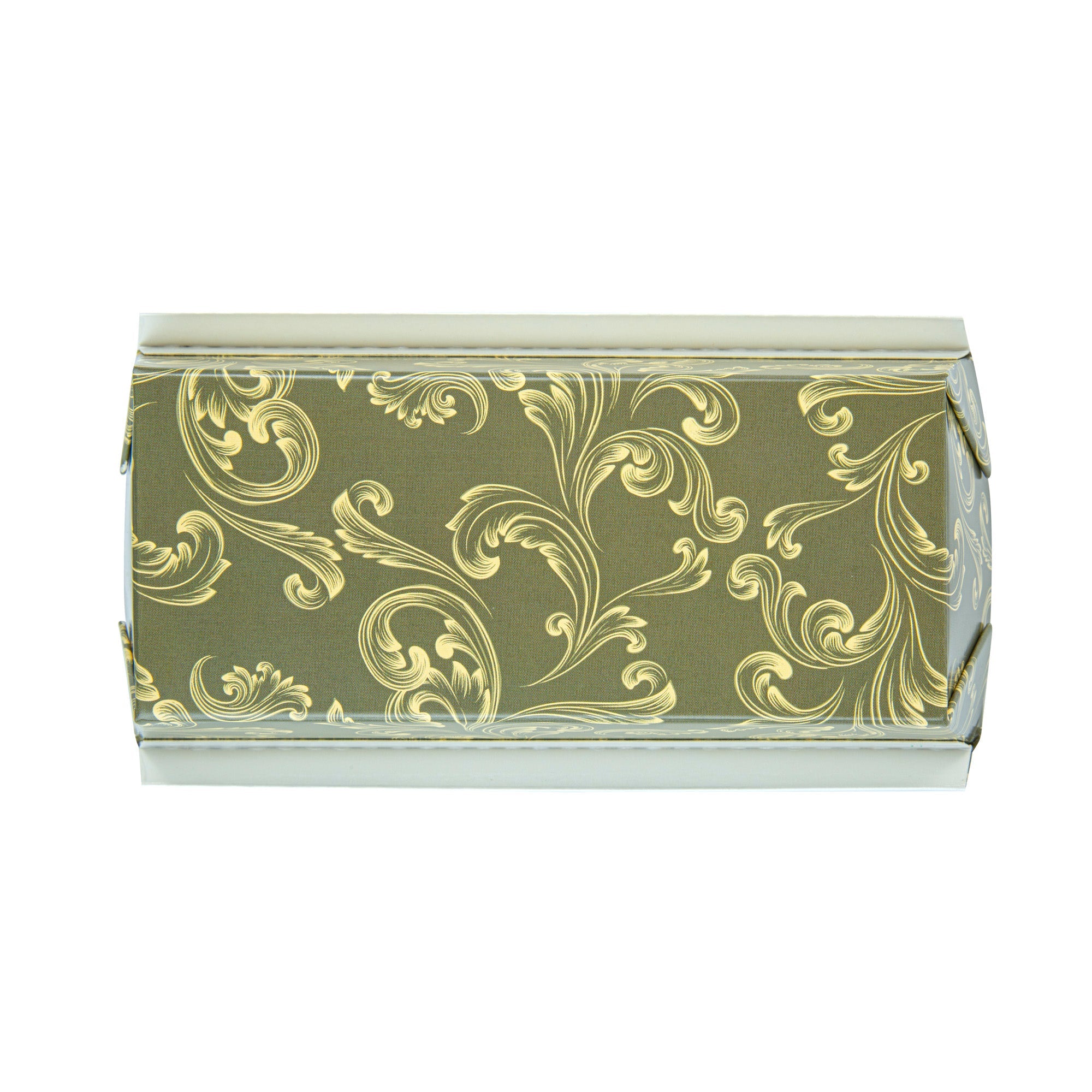 Bake Tek 13 oz Dark Green Vintage Floral Paper Baking Loaf Pan - Greaseproof - 7" x 3 1/4" x 2" - 100 count box