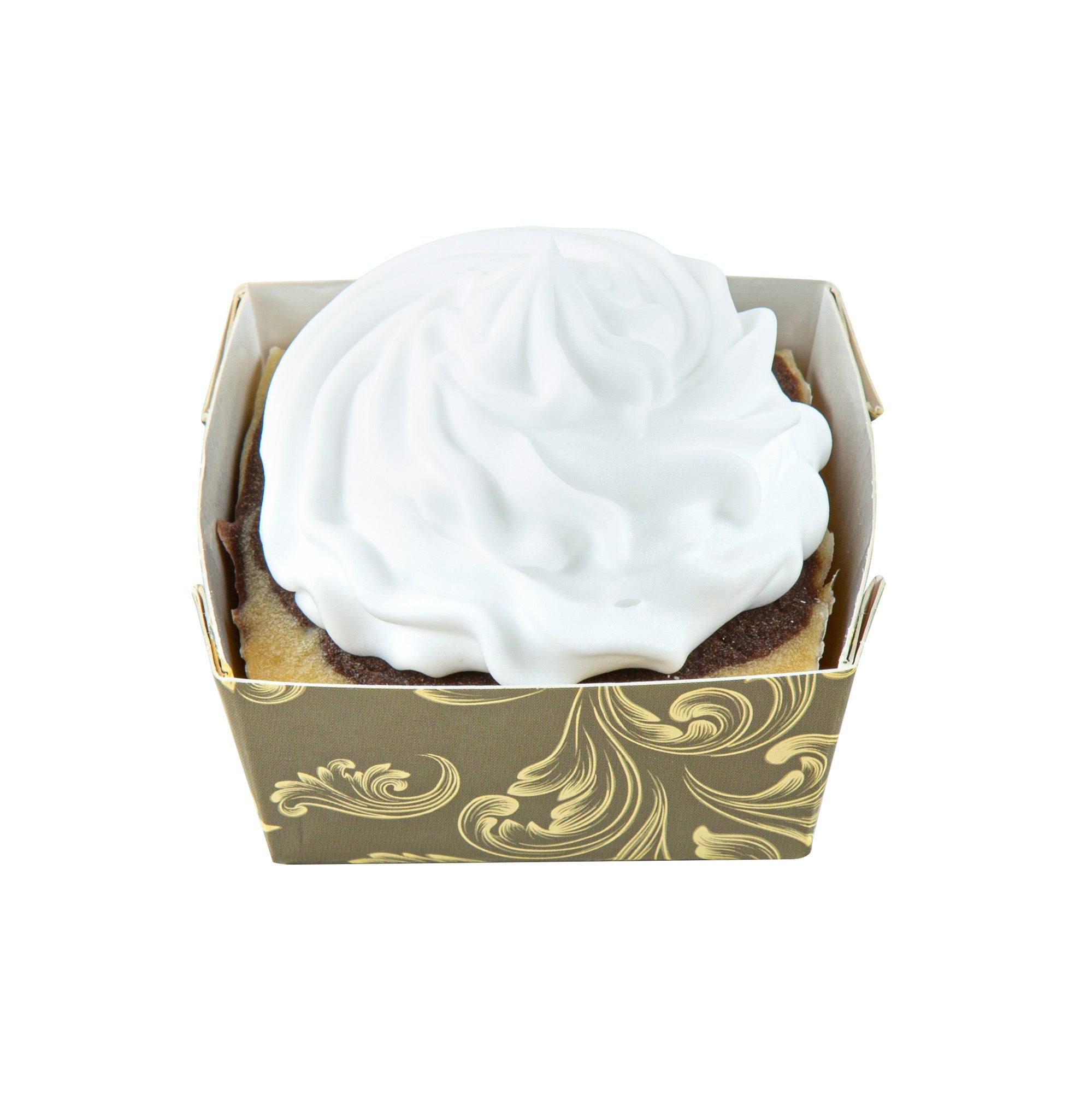 Bake Tek 6 oz Square Dark Green Vintage Floral Paper Baking Cup - Greaseproof - 3" x 3" x 1 1/2" - 100 count box