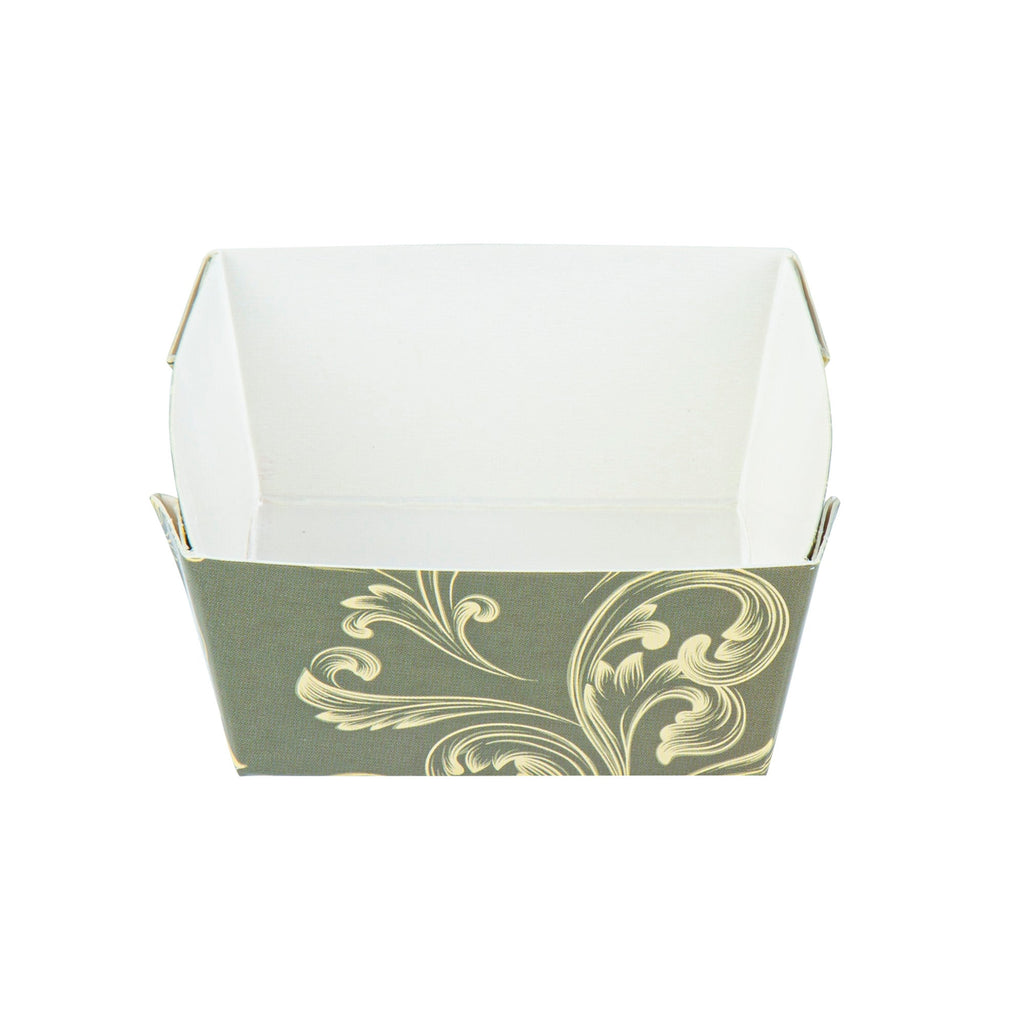 Bake Tek 6 oz Square Dark Green Vintage Floral Paper Baking Cup - Greaseproof - 3" x 3" x 1 1/2" - 100 count box