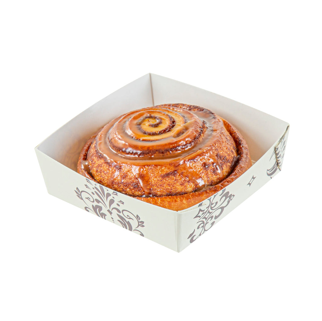 Bake Tek 8 oz Beige Vintage Floral Paper Baking Tray - Greaseproof - 4 1/4" x 4 1/4" x 1 1/2" - 100 count box