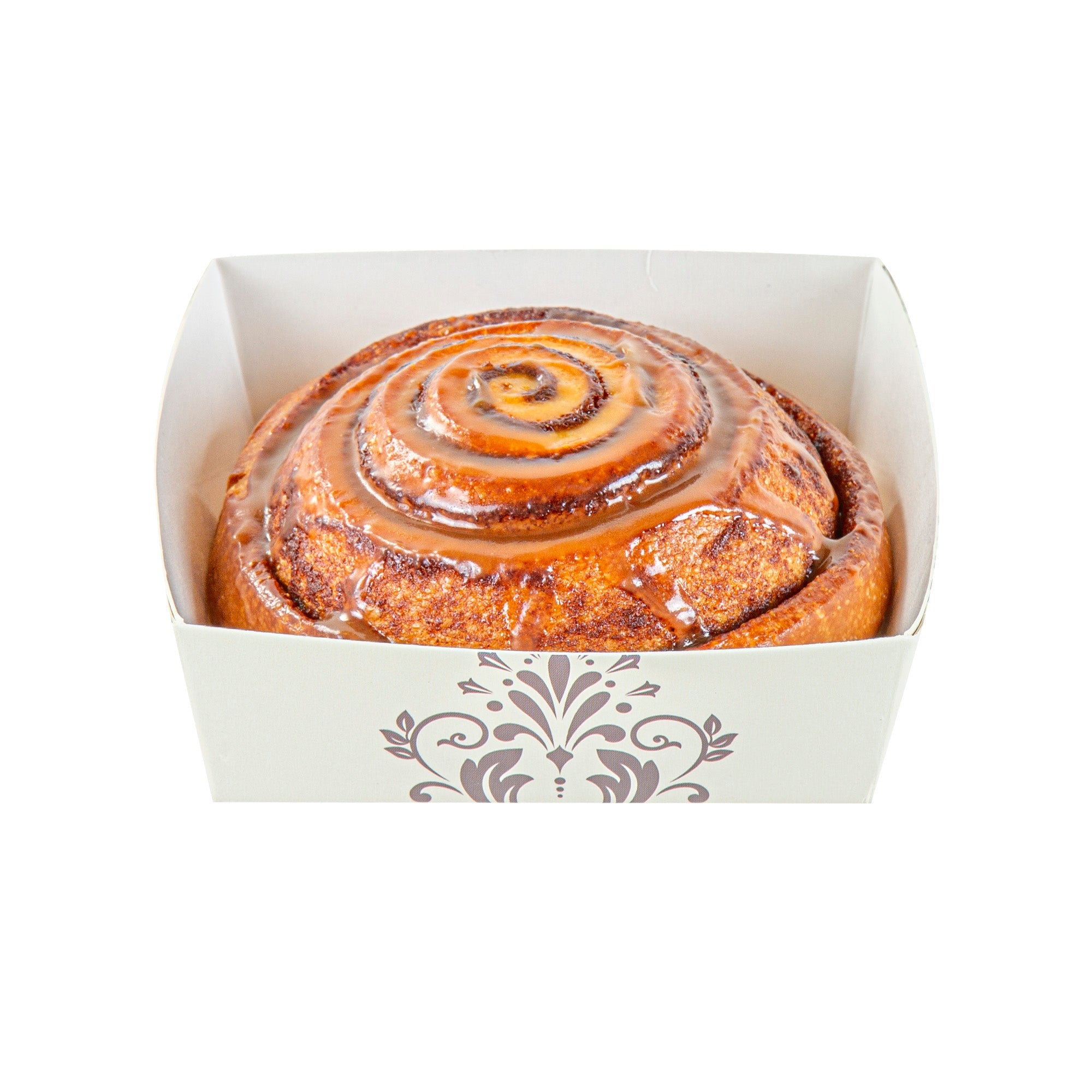 Bake Tek 8 oz Beige Vintage Floral Paper Baking Tray - Greaseproof - 4 1/4" x 4 1/4" x 1 1/2" - 100 count box