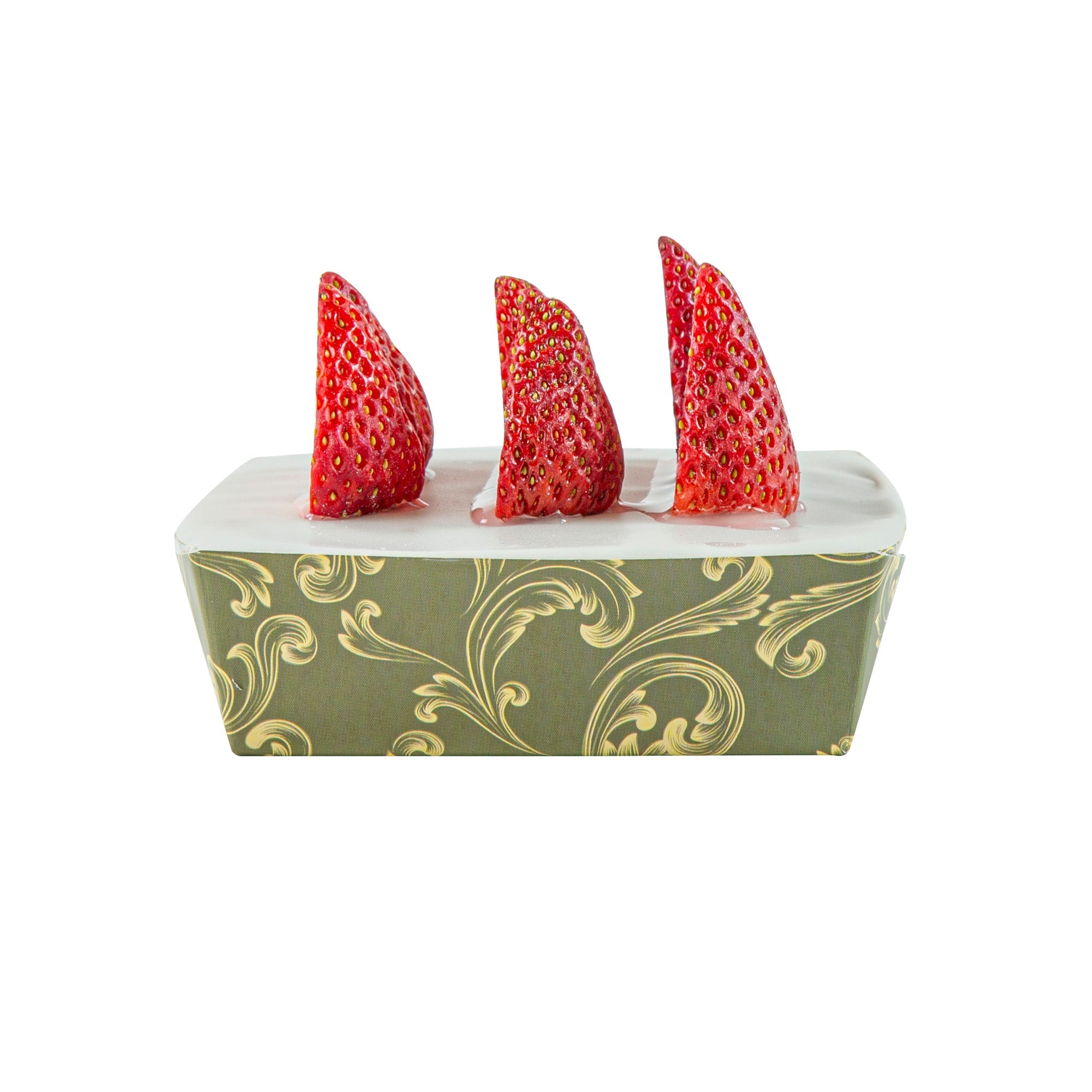 Bake Tek 8 oz Dark Green Vintage Floral Paper Baking Tray - Greaseproof - 4 1/4" x 4 1/4" x 1 1/2" - 100 count box