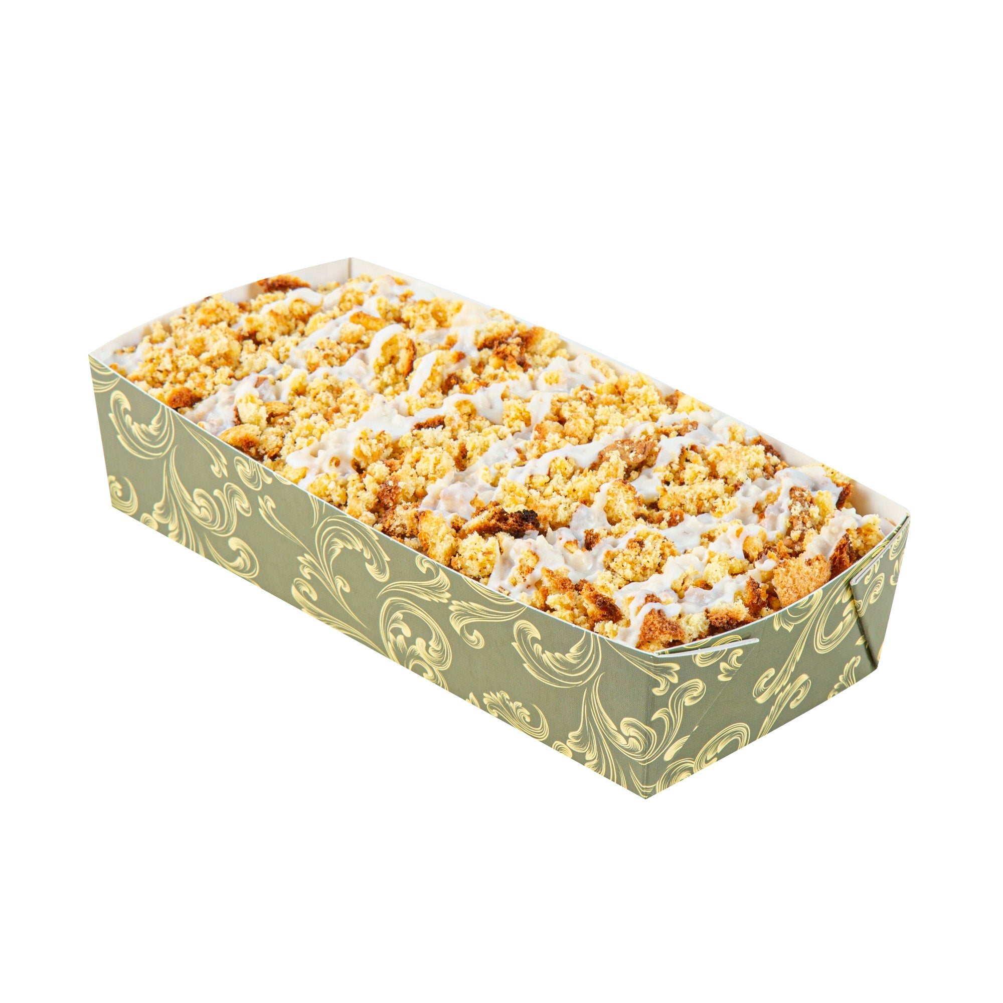 Bake Tek 14 oz Dark Green Vintage Floral Paper Baking Tray - Greaseproof - 7 3/4" x 3 1/2" x 1 3/4" - 100 count box
