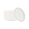 Pulp Safe No PFAS Added Round White Sugarcane / Bagasse Plate - Home Compostable, with Pink Rim - 6" x 6" - 100 count box