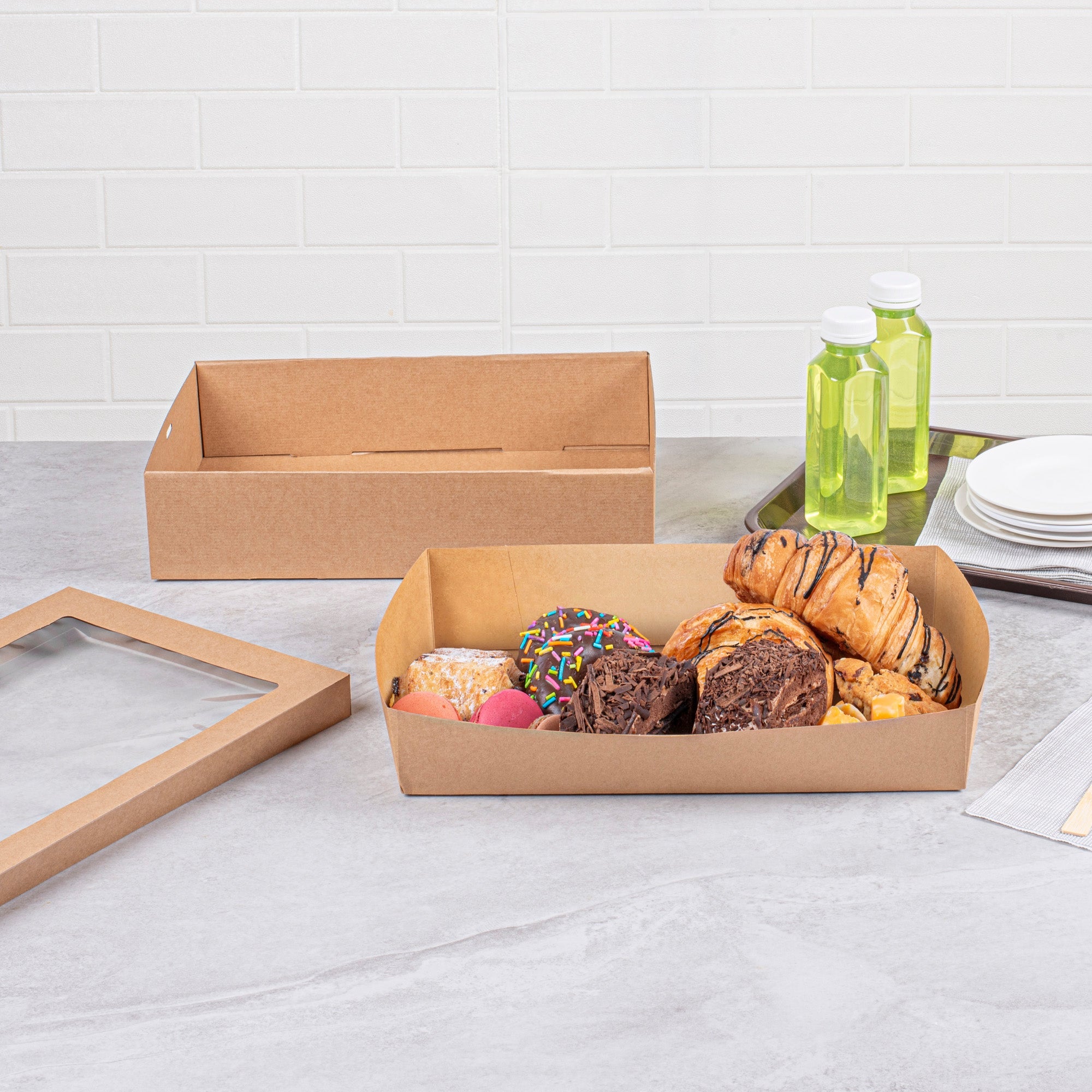 Cater Tek Kraft Paper Insert - Fits Rectangle Catering Box - 13 1/2" x 9 1/4" x 2 1/2" - 10 count box