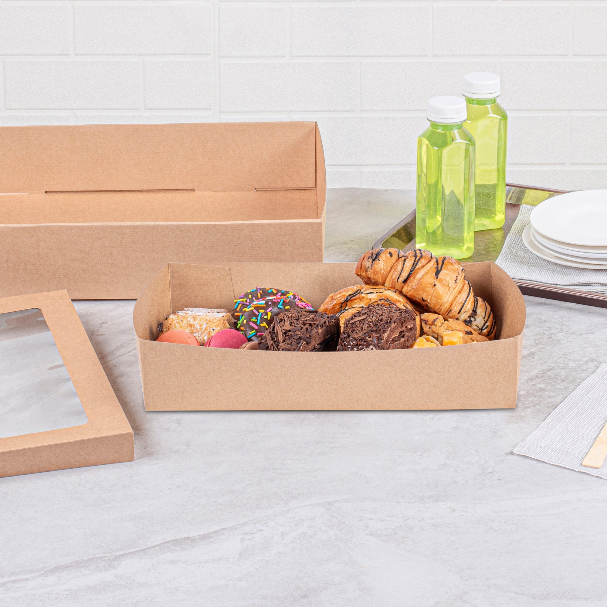Cater Tek Kraft Paper Insert - Fits Rectangle Catering Box - 11 1/2" x 8 1/4" x 2 1/2" - 20 count box