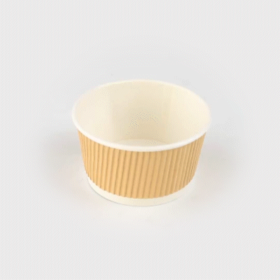 Bio Tek 12 oz Round Kraft PE Lined Paper Soup Container - Ripple Wall - 3 1/2" x 3 1/2" x 2 1/4" - 25 count box