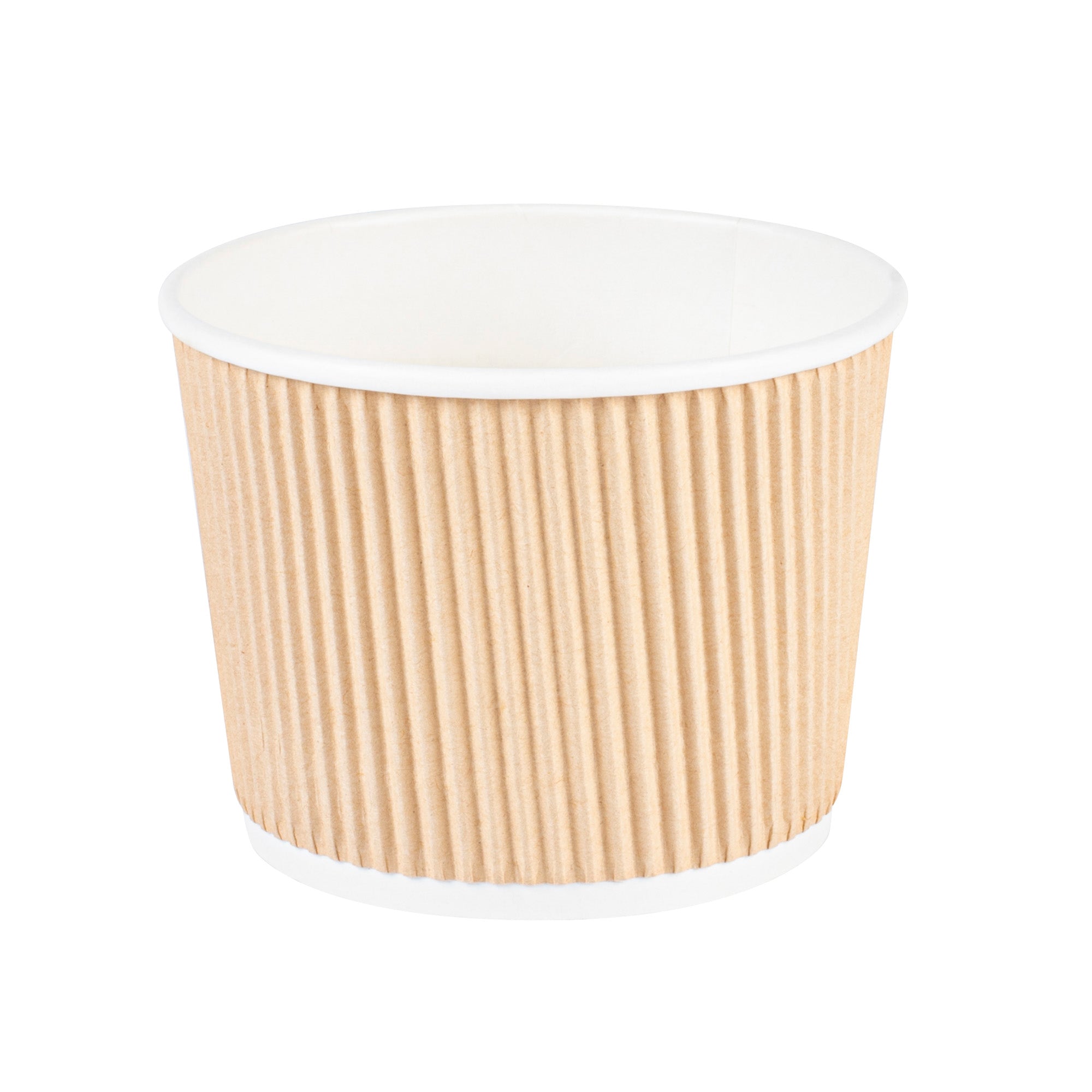 Bio Tek 18 oz Round Kraft PE Lined Paper Soup Container - Ripple Wall - 3 1/2" x 3 1/2" x 3 1/4" - 25 count box