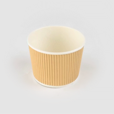Bio Tek 18 oz Round Kraft PE Lined Paper Soup Container - Ripple Wall - 3 1/2" x 3 1/2" x 3 1/4" - 200 count box