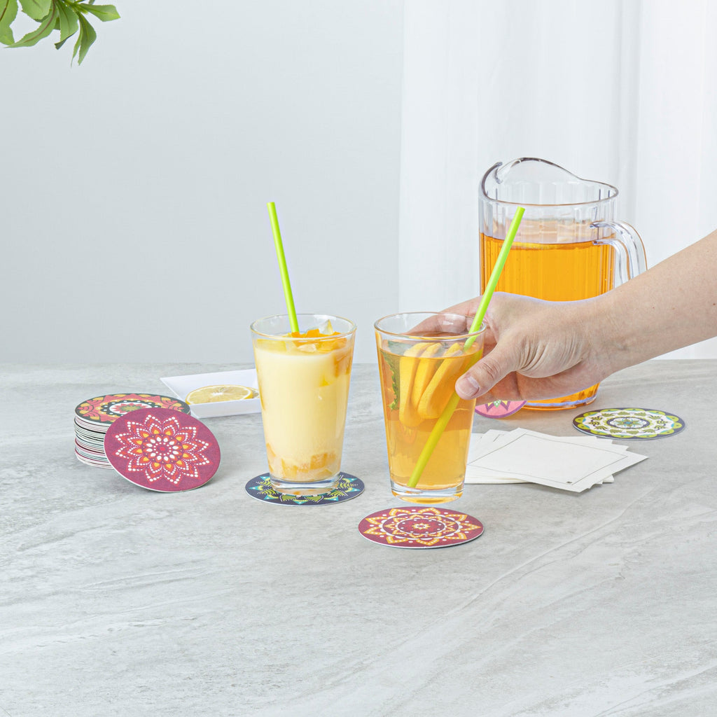 Bar Lux Round Floral Paper Coaster - 6 Assorted Designs - 3 1/2" - 480 count box