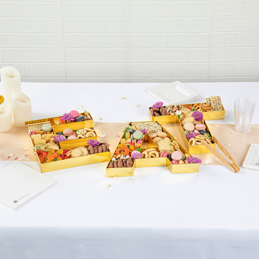 Chef 101 Gold Paper Charcuterie Fillable EAT Letter Trays - 12 1/2" x 12" x 4 3/4" - 1 count box
