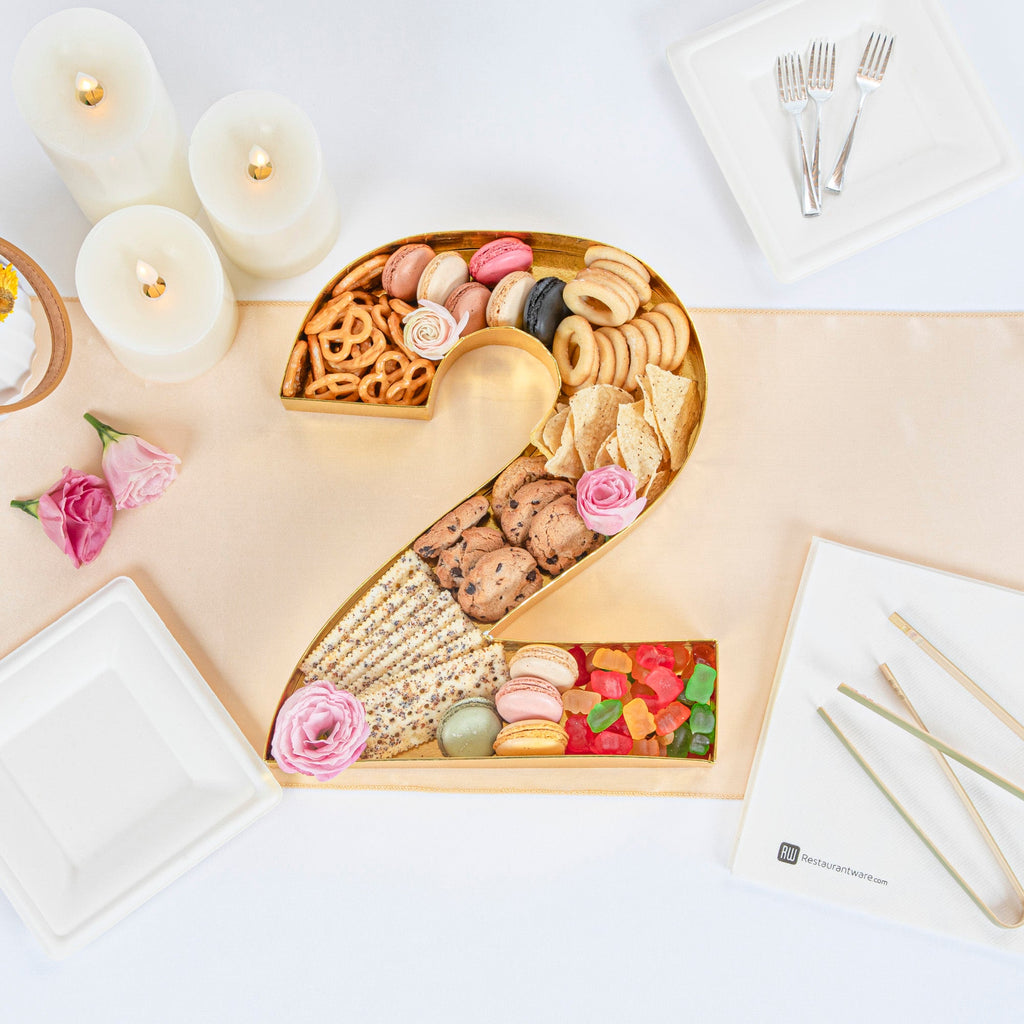 Chef 101 Gold Paper Charcuterie Fillable Number 2 Tray - 12" x 10" x 1 1/2" - 1 count box