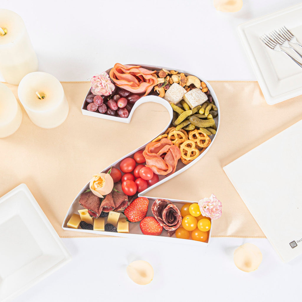 Chef 101 White Paper Charcuterie Fillable Number 2 Tray - 12" x 10" x 1 1/2" - 1 count box