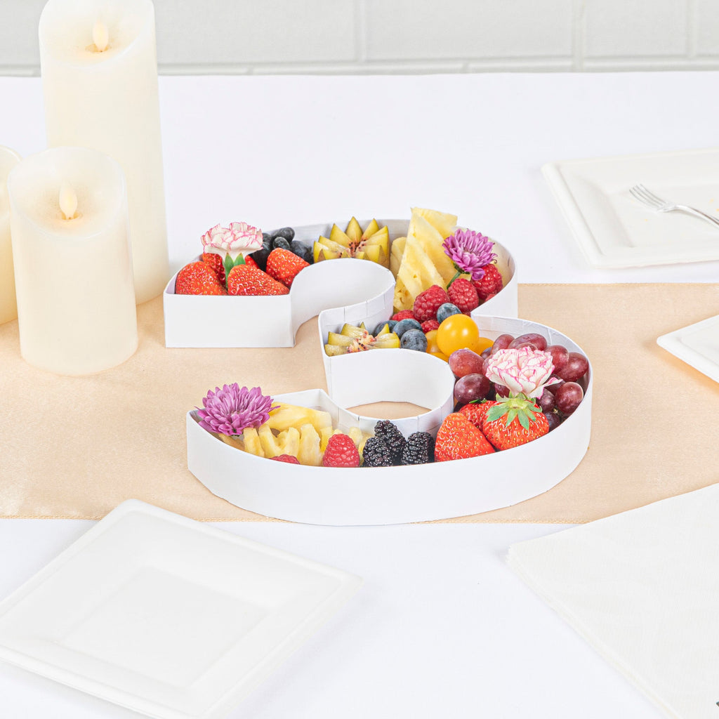Chef 101 White Paper Charcuterie Fillable Number 3 Tray - 12" x 10" x 1 1/2" - 1 count box