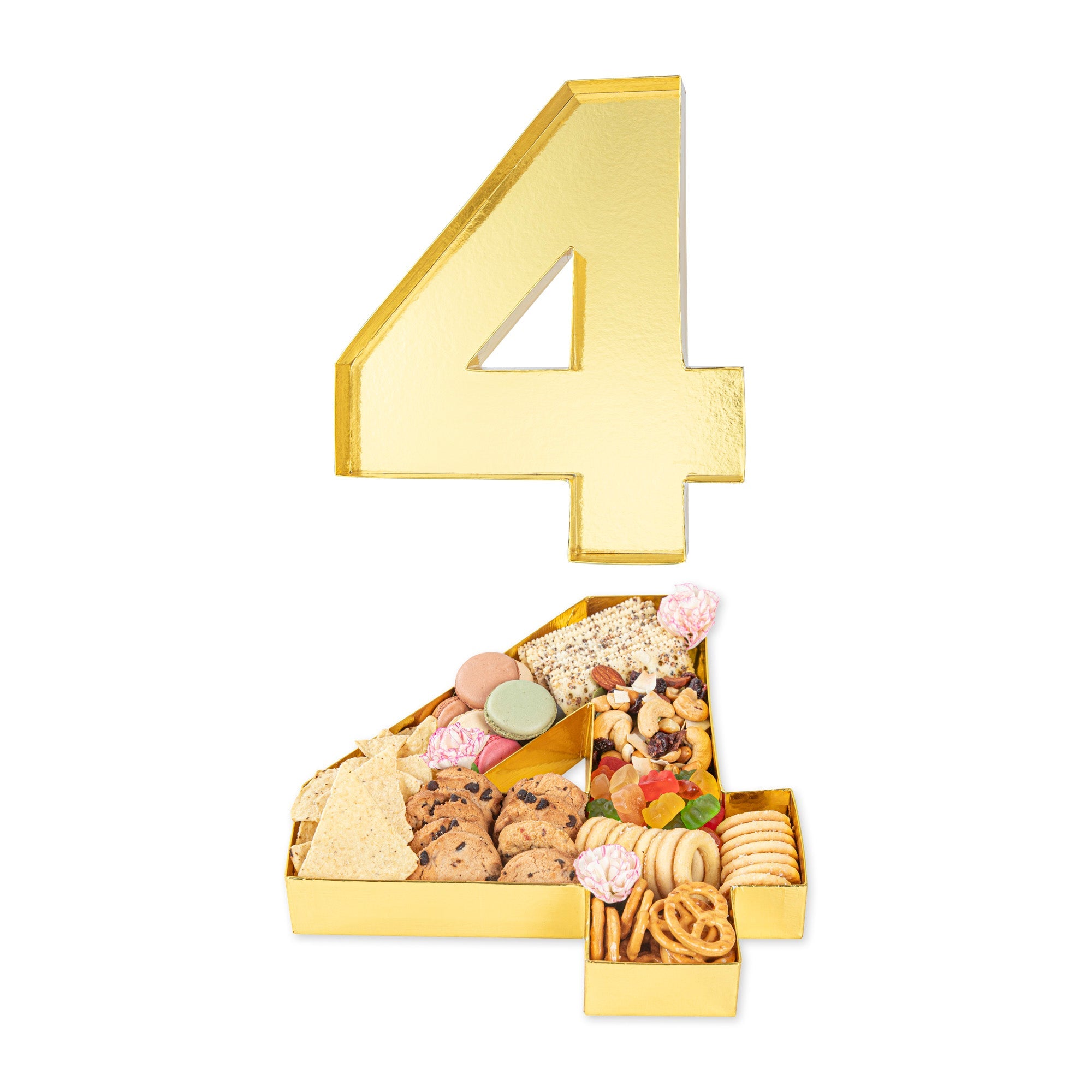 Chef 101 Gold Paper Charcuterie Fillable Number 4 Tray - 12" x 10" x 1 1/2" - 1 count box