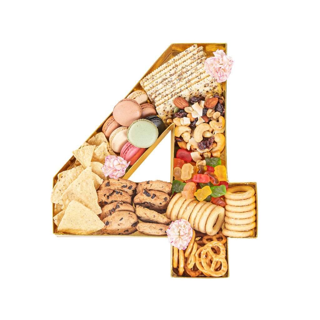 Chef 101 Gold Paper Charcuterie Fillable Number 4 Tray - 12" x 10" x 1 1/2" - 1 count box