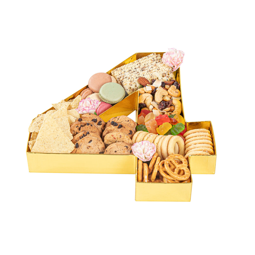 Chef 101 Gold Paper Charcuterie Fillable Number 4 Tray - 12" x 10" x 1 1/2" - 1 count box