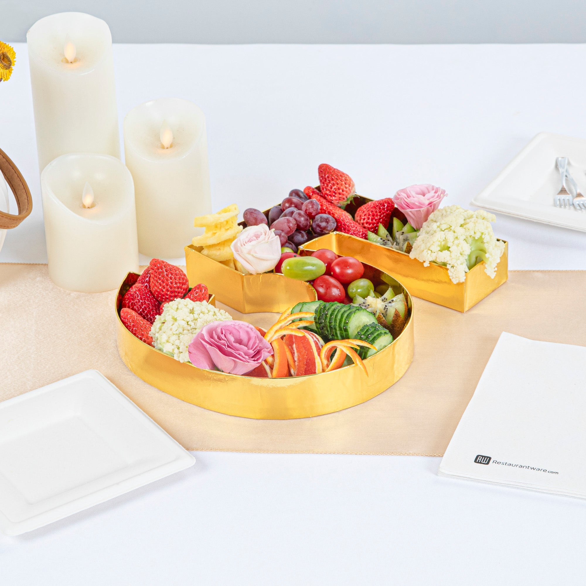 Chef 101 Gold Paper Charcuterie Fillable Number 5 Tray - 12" x 10" x 1 1/2" - 1 count box