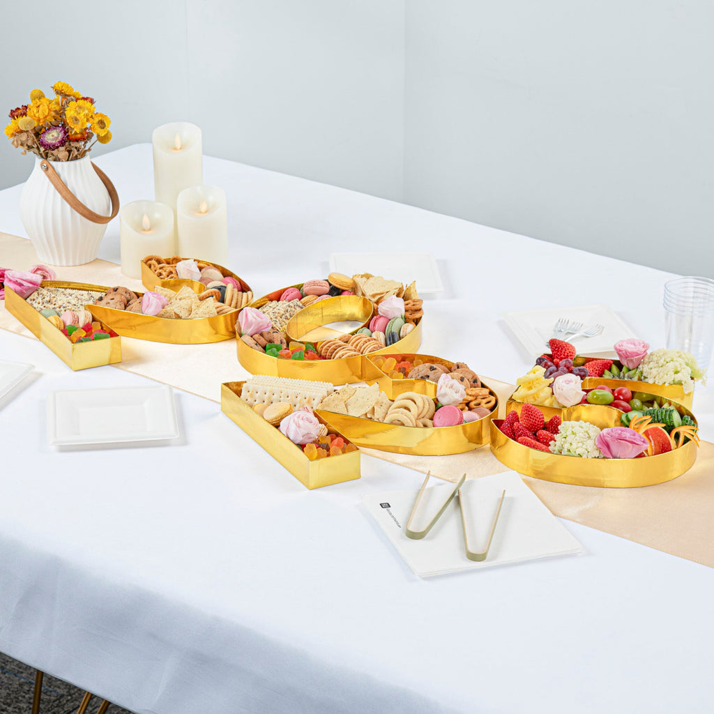 Chef 101 Gold Paper Charcuterie Fillable Number 5 Tray - 12" x 10" x 1 1/2" - 1 count box