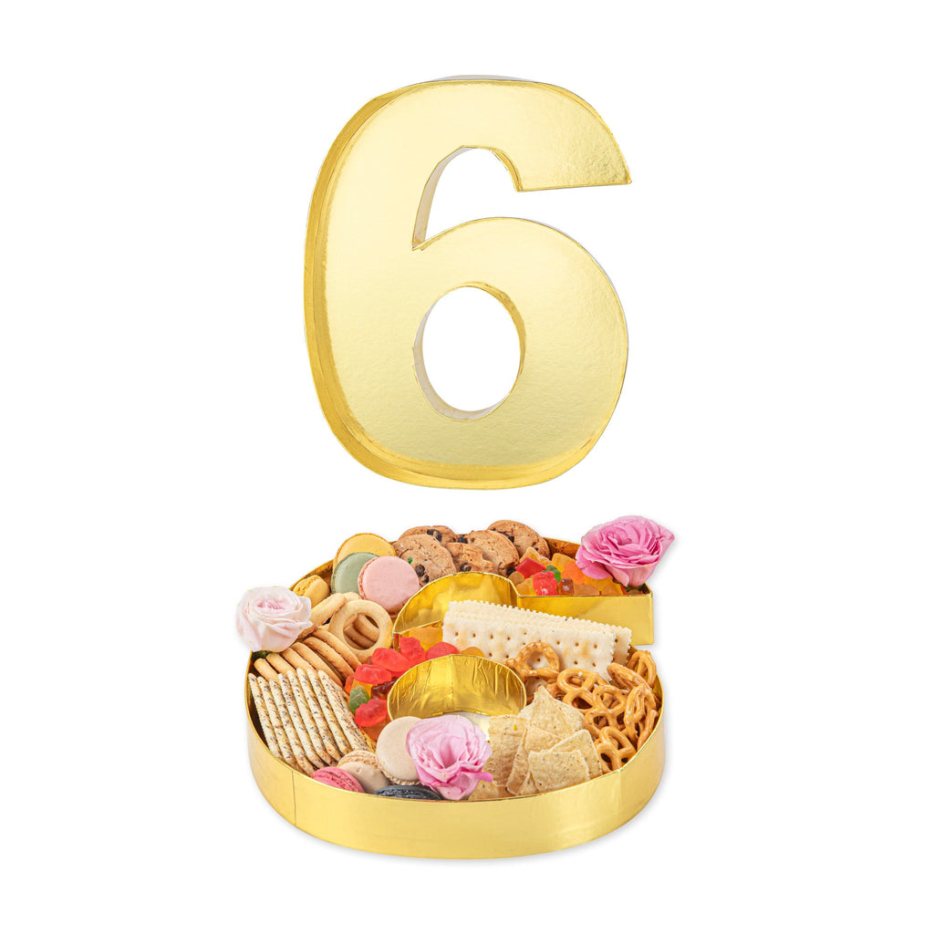 Chef 101 Gold Paper Charcuterie Fillable Number 6 Tray - 12" x 10" x 1 1/2" - 1 count box