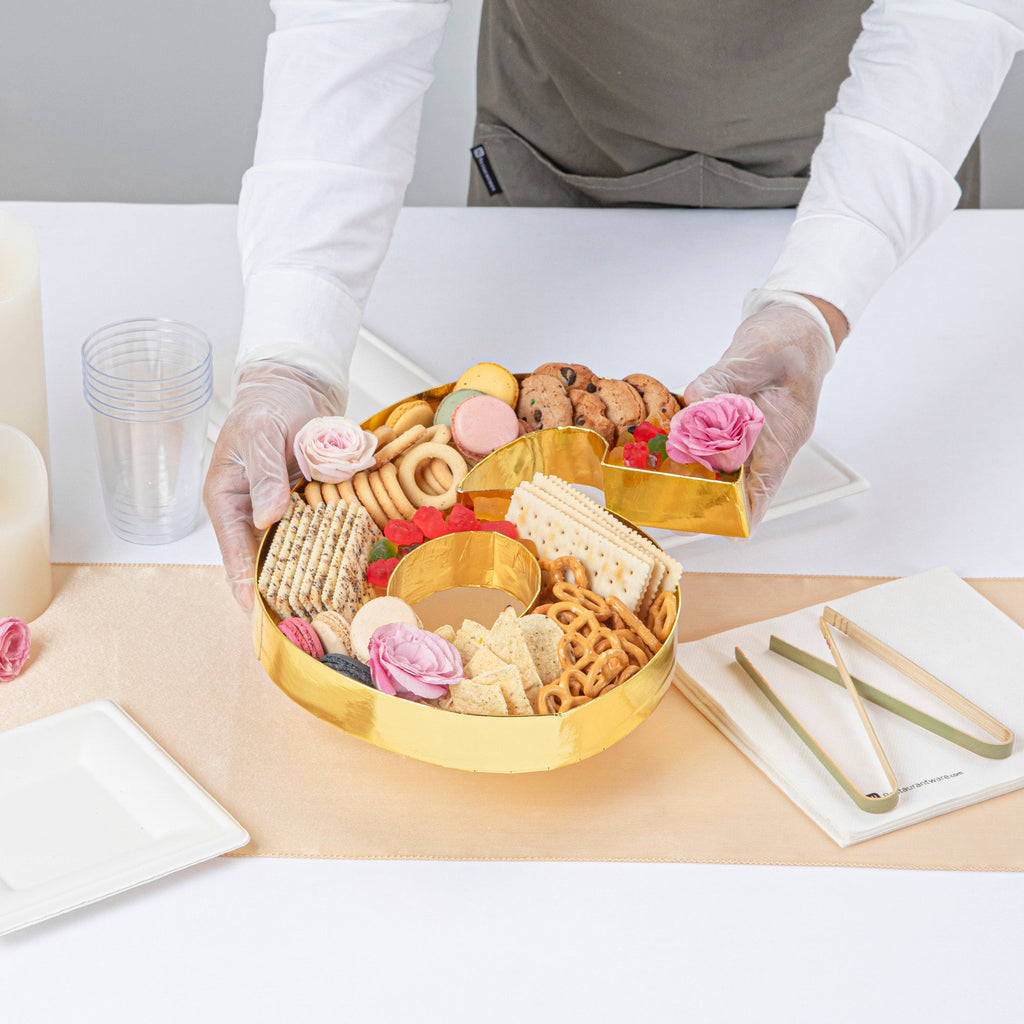 Chef 101 Gold Paper Charcuterie Fillable Number 6 Tray - 12" x 10" x 1 1/2" - 1 count box