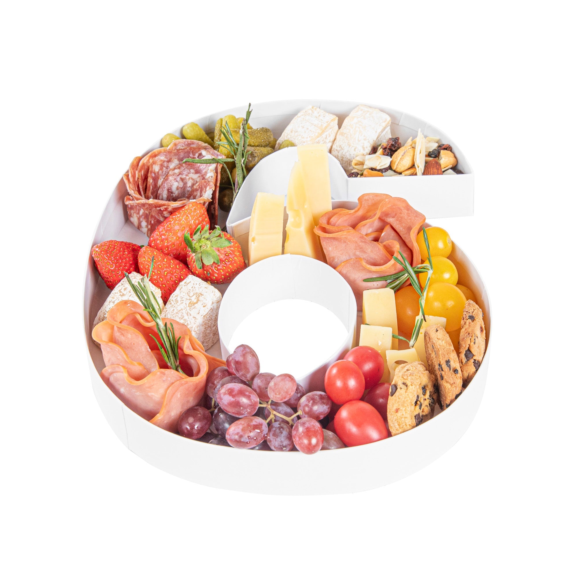 Chef 101 White Paper Charcuterie Fillable Number 6 Tray - 12" x 10" x 1 1/2" - 1 count box