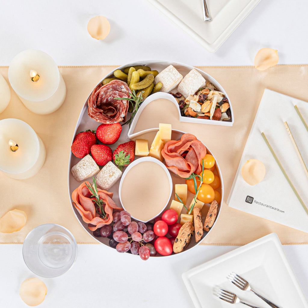 Chef 101 White Paper Charcuterie Fillable Number 6 Tray - 12" x 10" x 1 1/2" - 1 count box