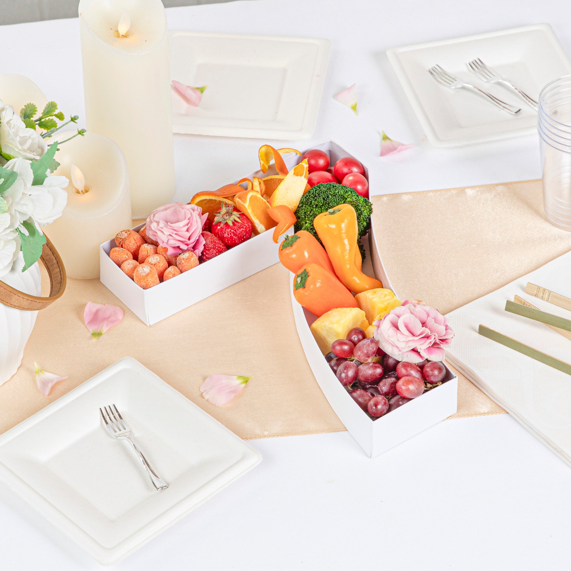 Chef 101 White Paper Charcuterie Fillable Number 7 Tray - 12" x 10" x 1 1/2" - 1 count box