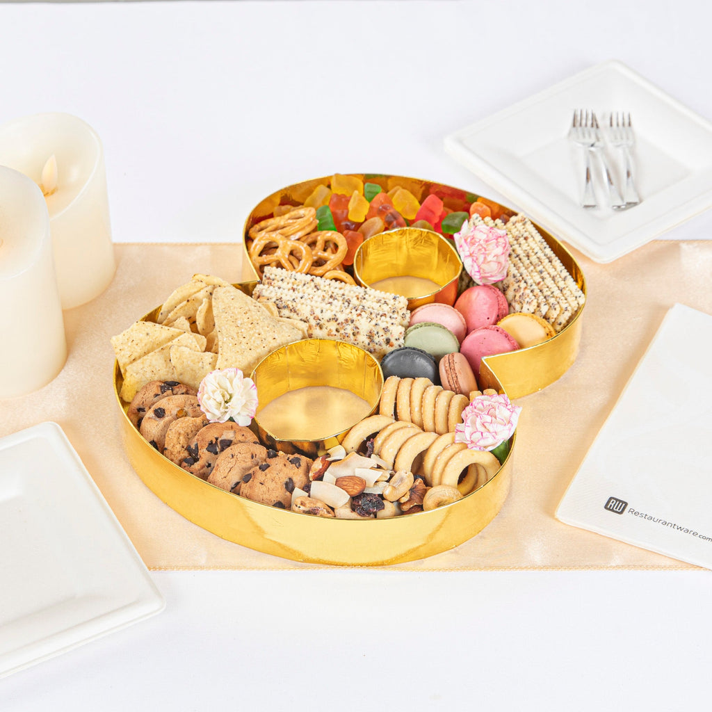 Chef 101 Gold Paper Charcuterie Fillable Number 8 Tray - 12" x 10" x 1 1/2" - 1 count box