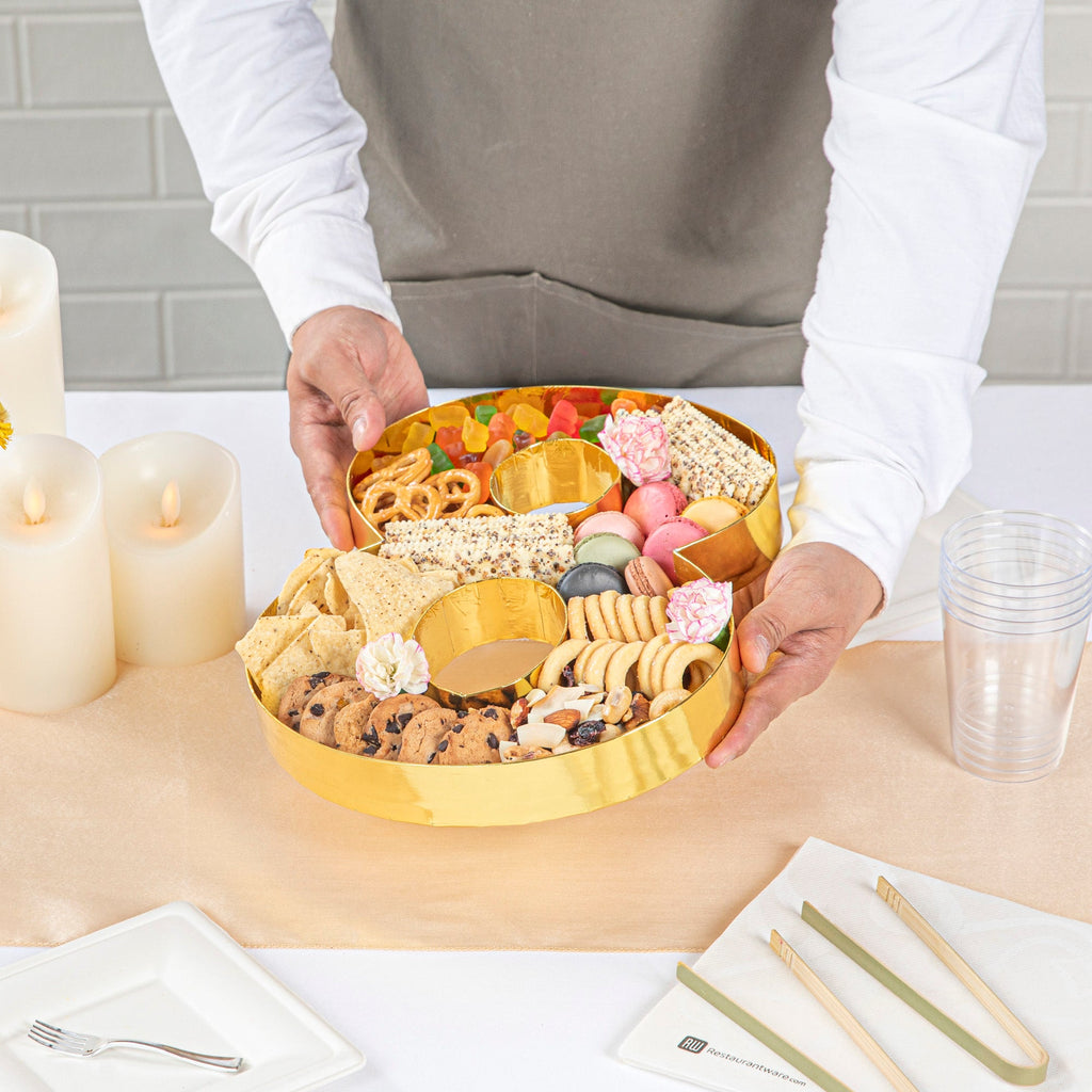Chef 101 Gold Paper Charcuterie Fillable Number 8 Tray - 12" x 10" x 1 1/2" - 1 count box