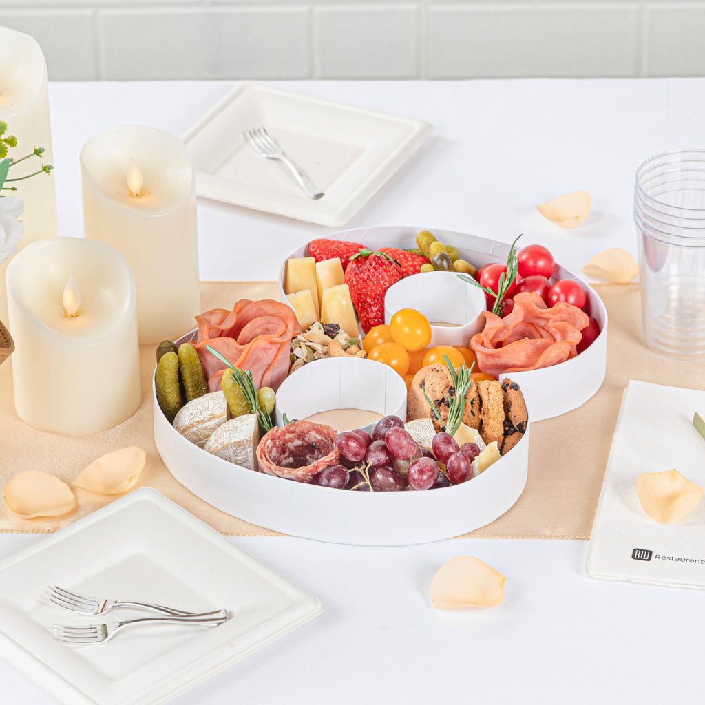 Chef 101 White Paper Charcuterie Fillable Number 8 Tray - 12" x 10" x 1 1/2" - 1 count box