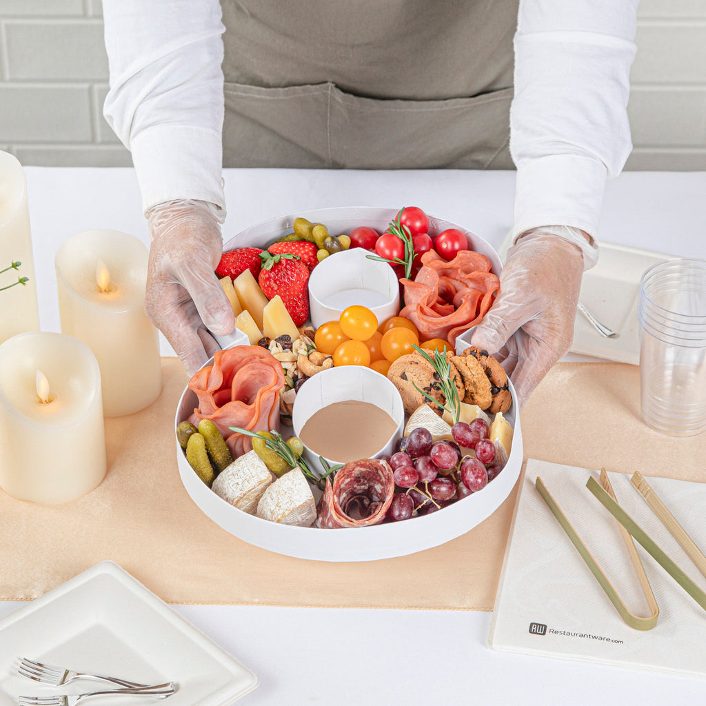 Chef 101 White Paper Charcuterie Fillable Number 8 Tray - 12" x 10" x 1 1/2" - 1 count box
